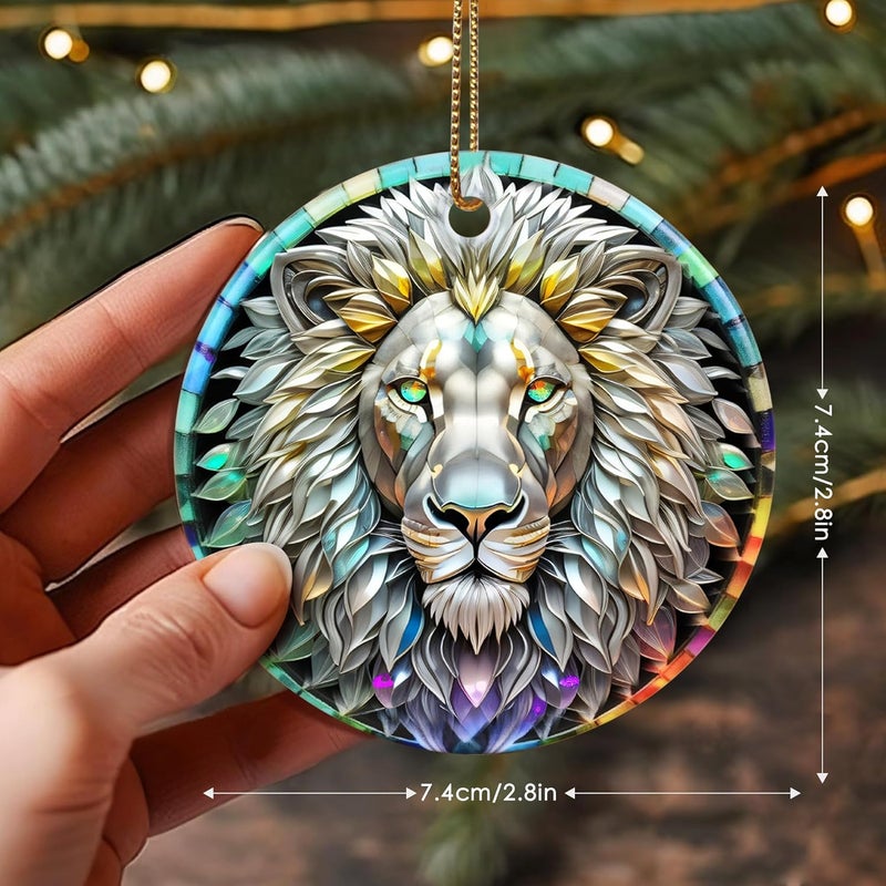 Touber Stained Ceramic Lion Ornament - Lion Christmas Ornaments - Christmas Tree Ornaments - Christmas Decorations - Lion Decor for Office, Room, Home - Holiday Present Ideas - Image 3